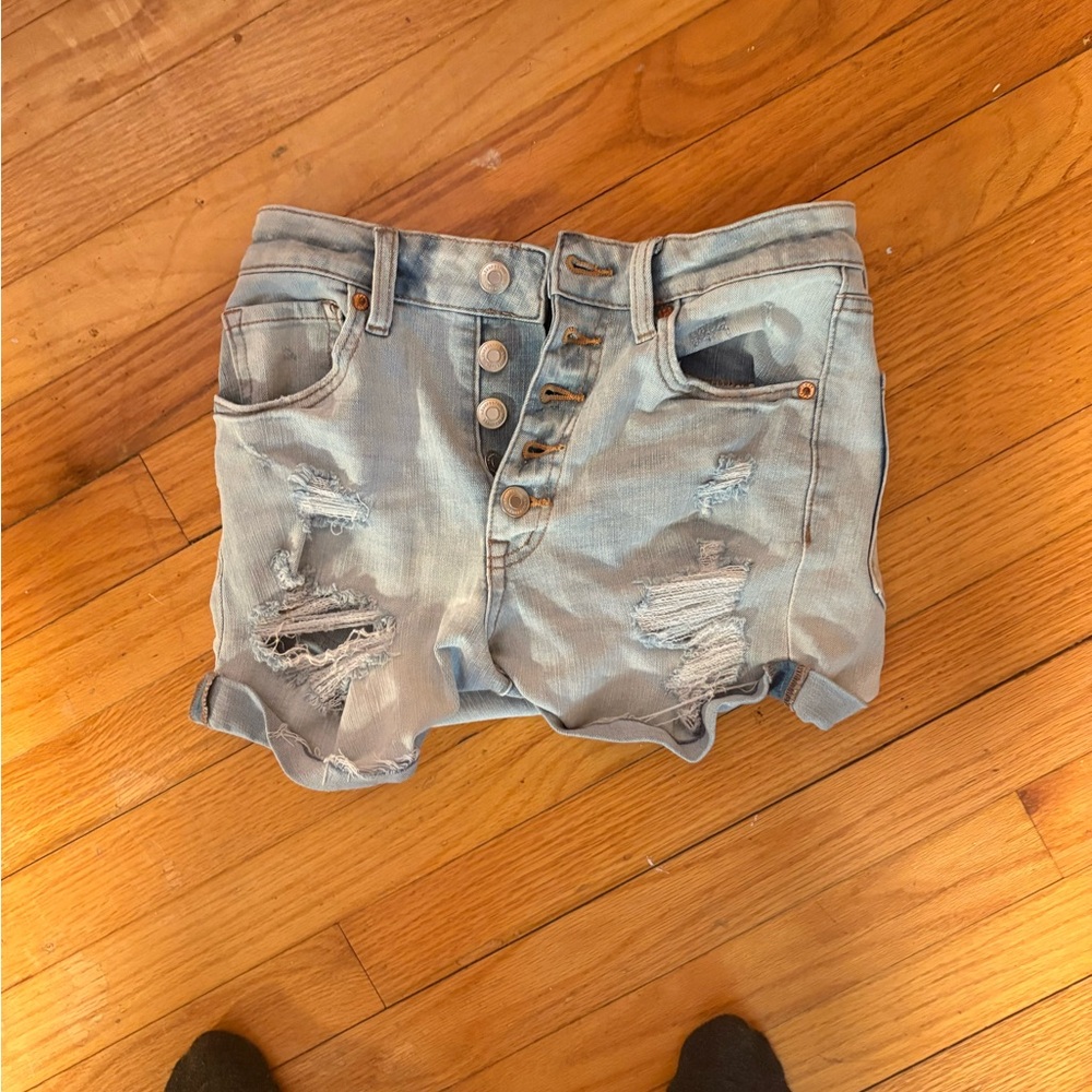 Aeropostale Light Wash Distressed Jean Shorts